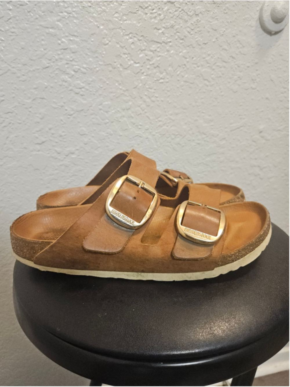 Birkenstock Big Buckle Cognac Leather Womens Sandals